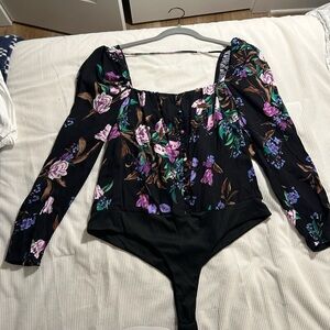 AFRM Black Floral Bodysuit